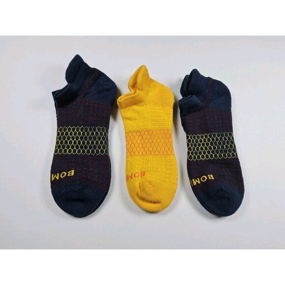 Bombas Pattern Athletic Ankle Socks Lot Of 3 Pairs Size M - Picture 1 of 2